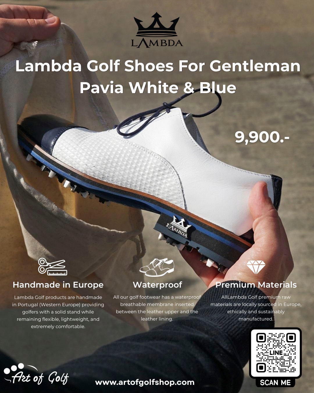 Lambda pavia white and blue golf shoes