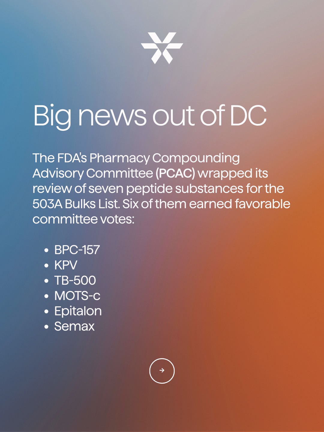 FDA committee votes on peptide substances for 503A Bulks List
