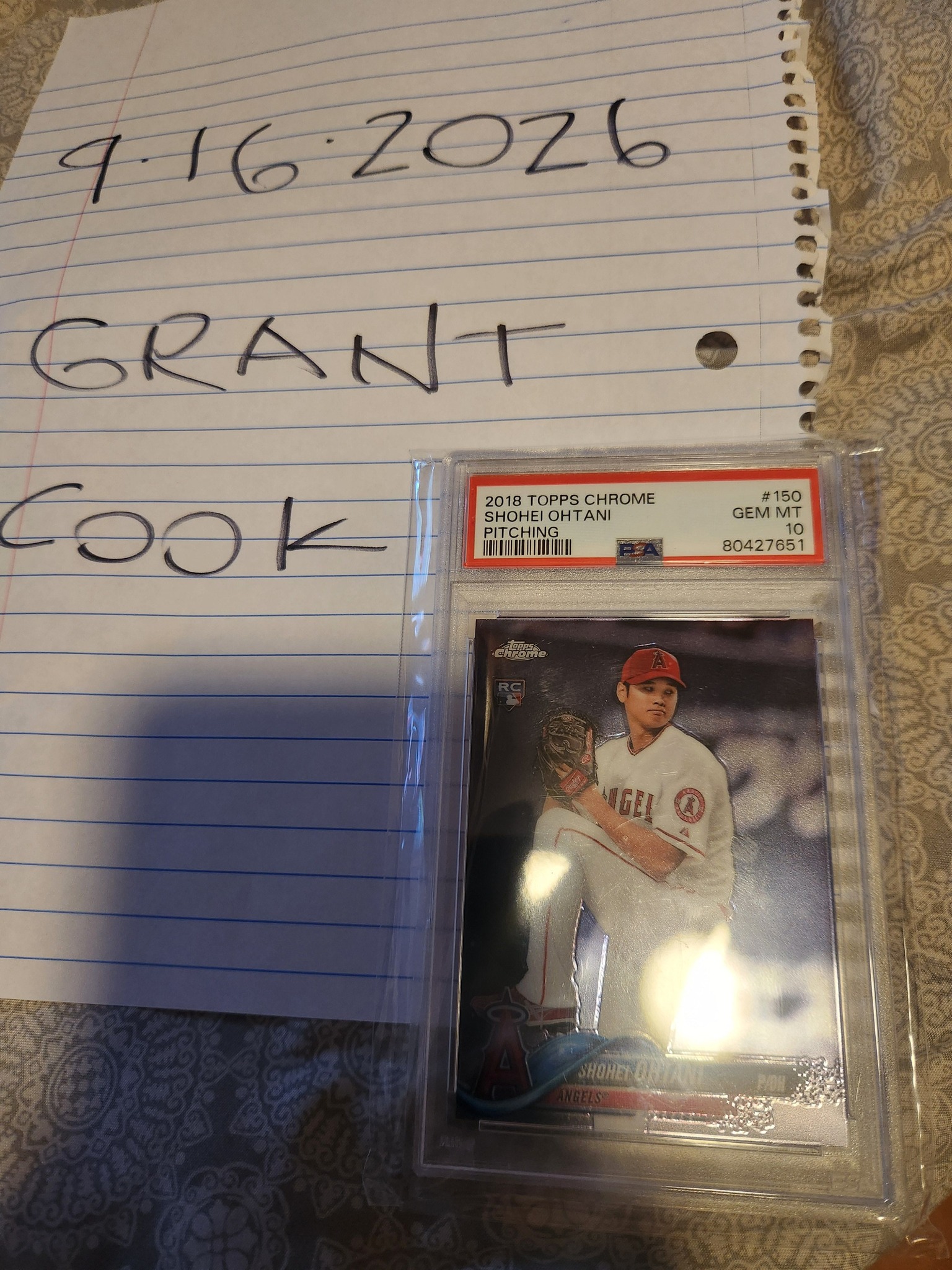 2018 topps chrome ohtani rookie psa10 1,500