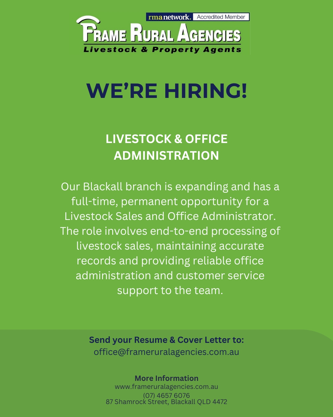 We’re Hiring in Blackall! An... - Frame Rural Agencies | Facebook