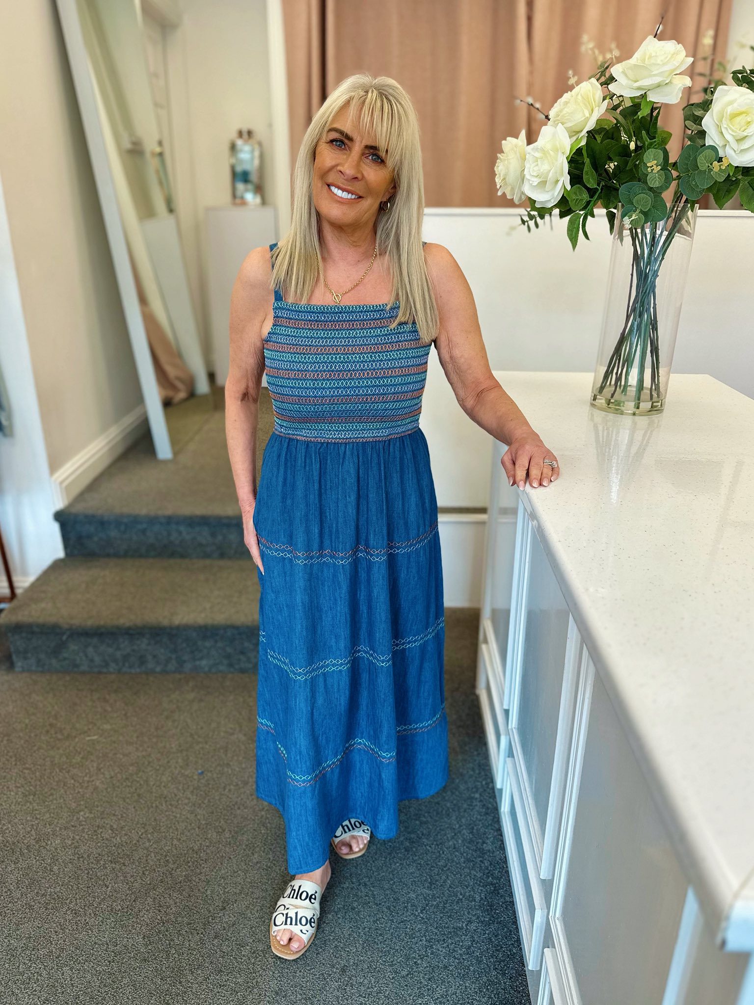 cute summer denim dresses for Summer>>🌞👏🏼 Caz looking so for in our new Denim Dress, easy to style for everyday💛 🌴 Sizes 8-16 £50 🌴 Free U.K Delivery 🌴 Open 10-5 tomorrow Country Club of Virginia promo_ldw_25_apparel also you can pair Length:64[+$4.99]