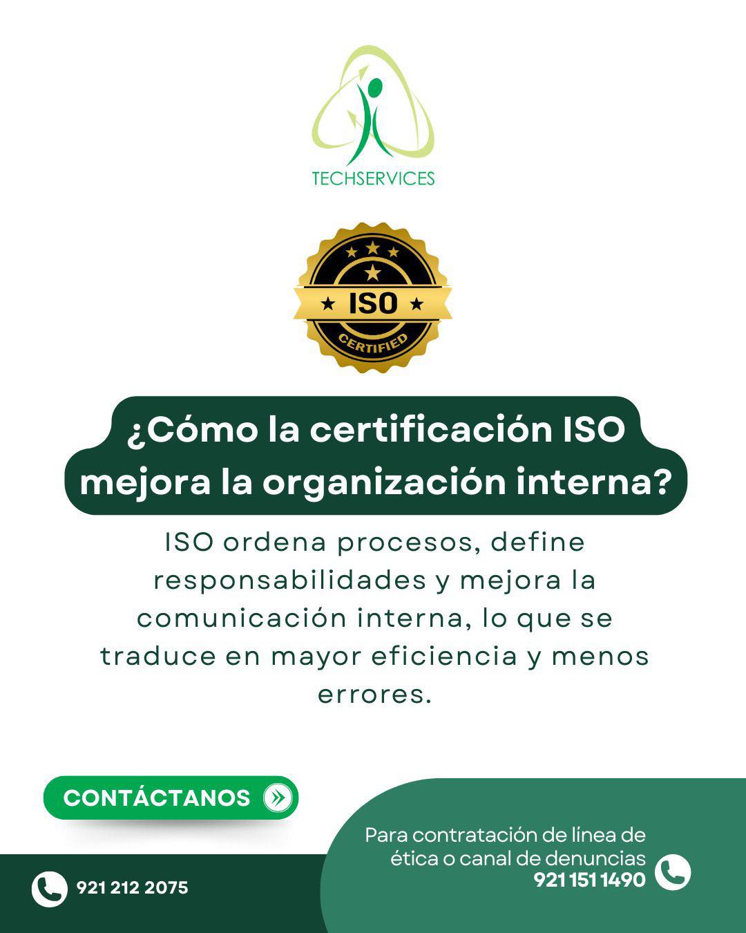Techservices - ⚙️ TECHSERVICES ⚙️ 🏆 Certificación ISO... | Facebook