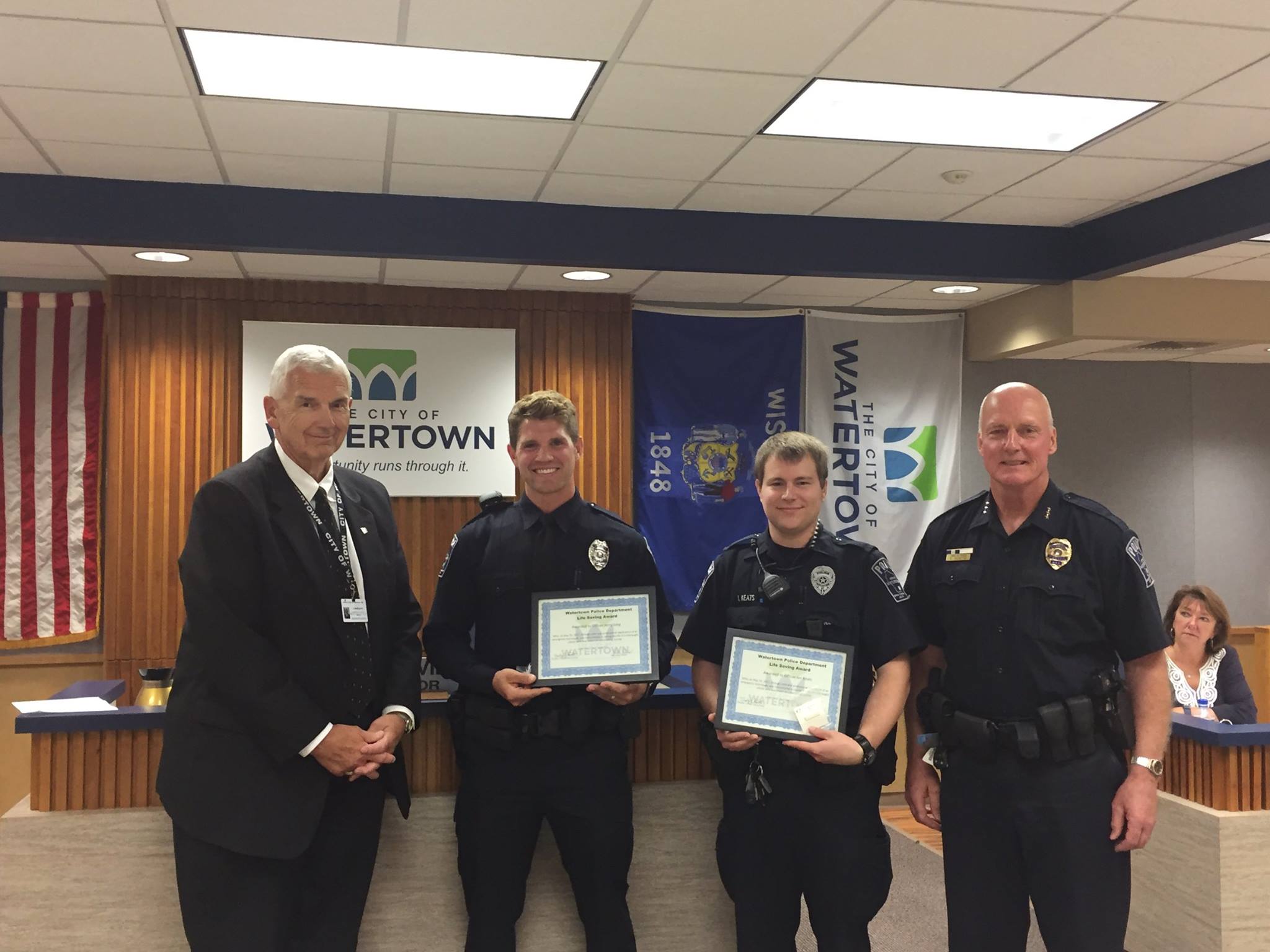Officer Wehner was recently recognized and received a life saving 