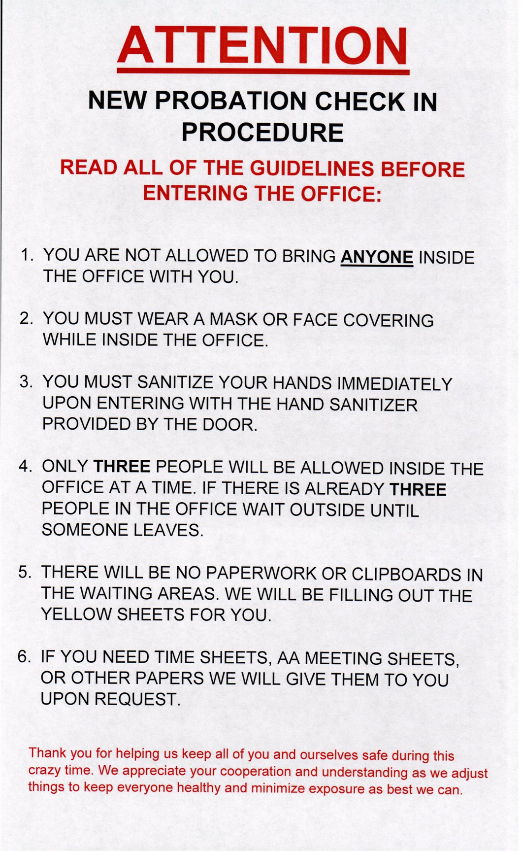 PROBATION CHECK INS ARE NEXT WEEK! PLEASE READ THE NEW CHECK IN ...