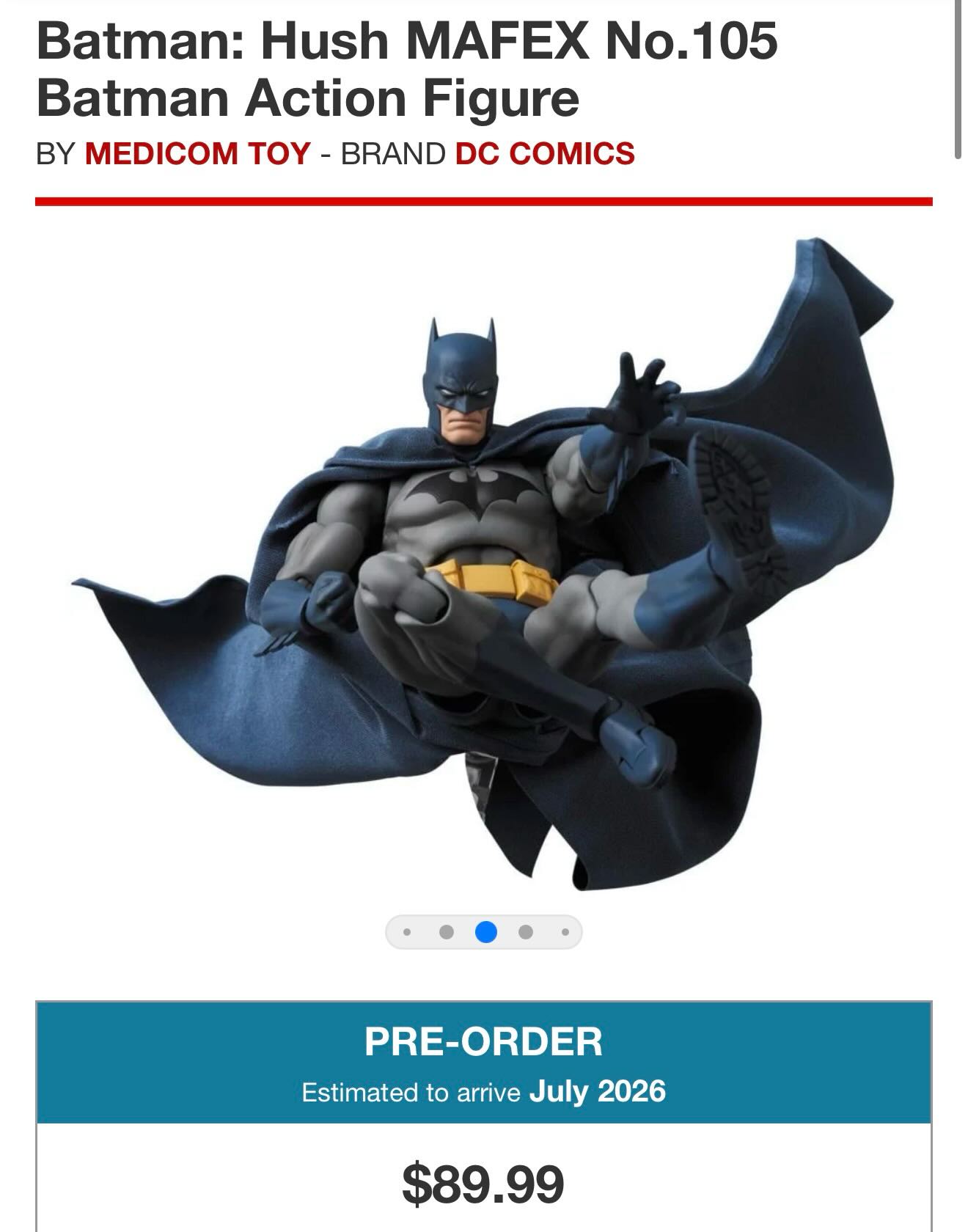 MAFEX BATMAN HUSH No.105 DC Comics Batman Hush 6 Inch Action 