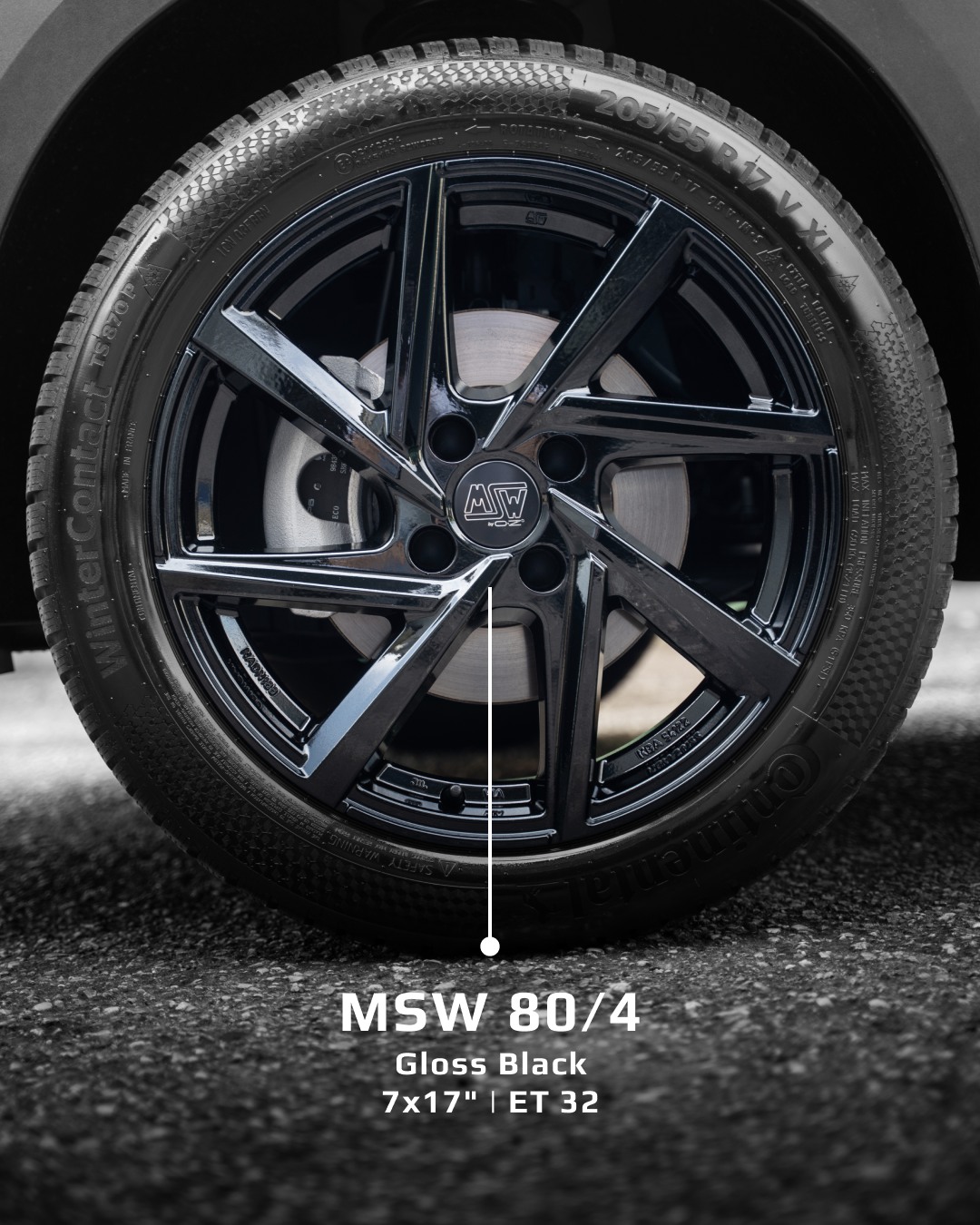MSW 80/4 gloss black alloy wheels for Fiat Grande Panda