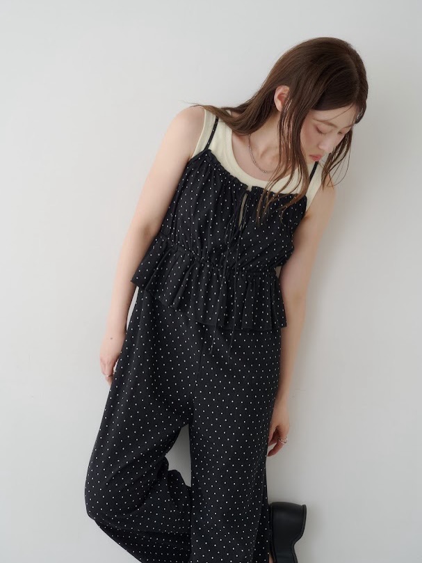pick up item】 ペプラムキャミサロペット ¥8,690 color: black black