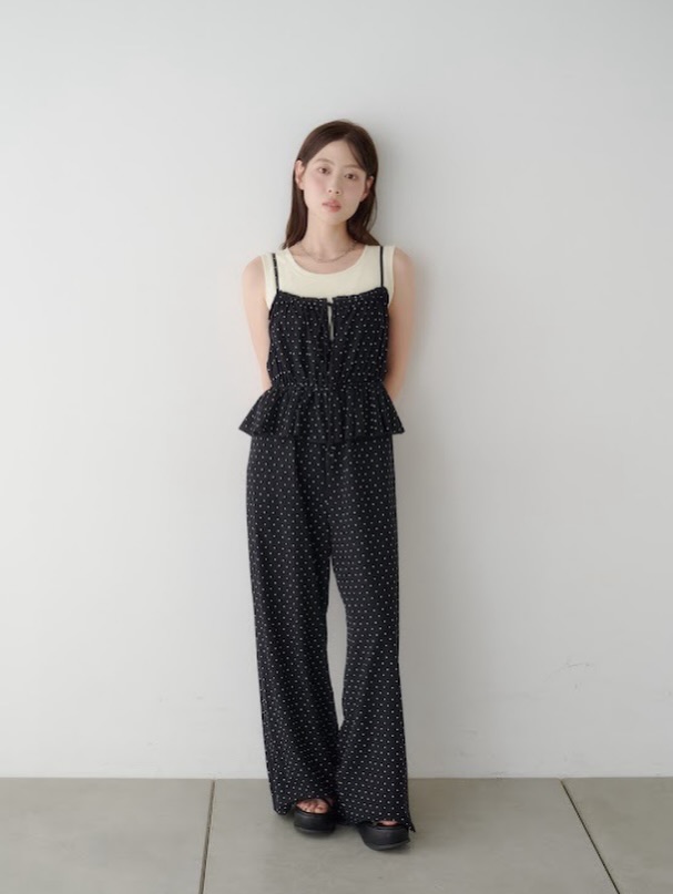 pick up item】 ペプラムキャミサロペット ¥8,690 color: black black
