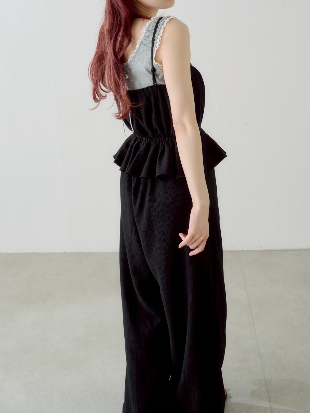 pick up item】 ペプラムキャミサロペット ¥8,690 color: black black