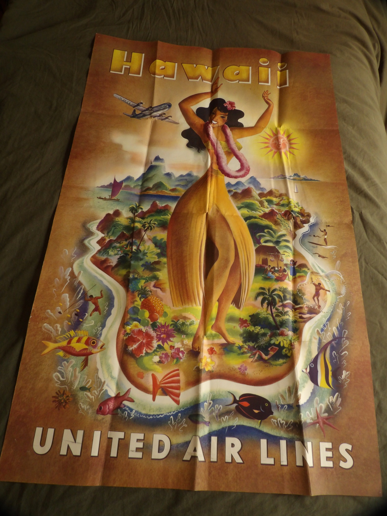 1960s United Air Lines travel poster. Who would rather be in