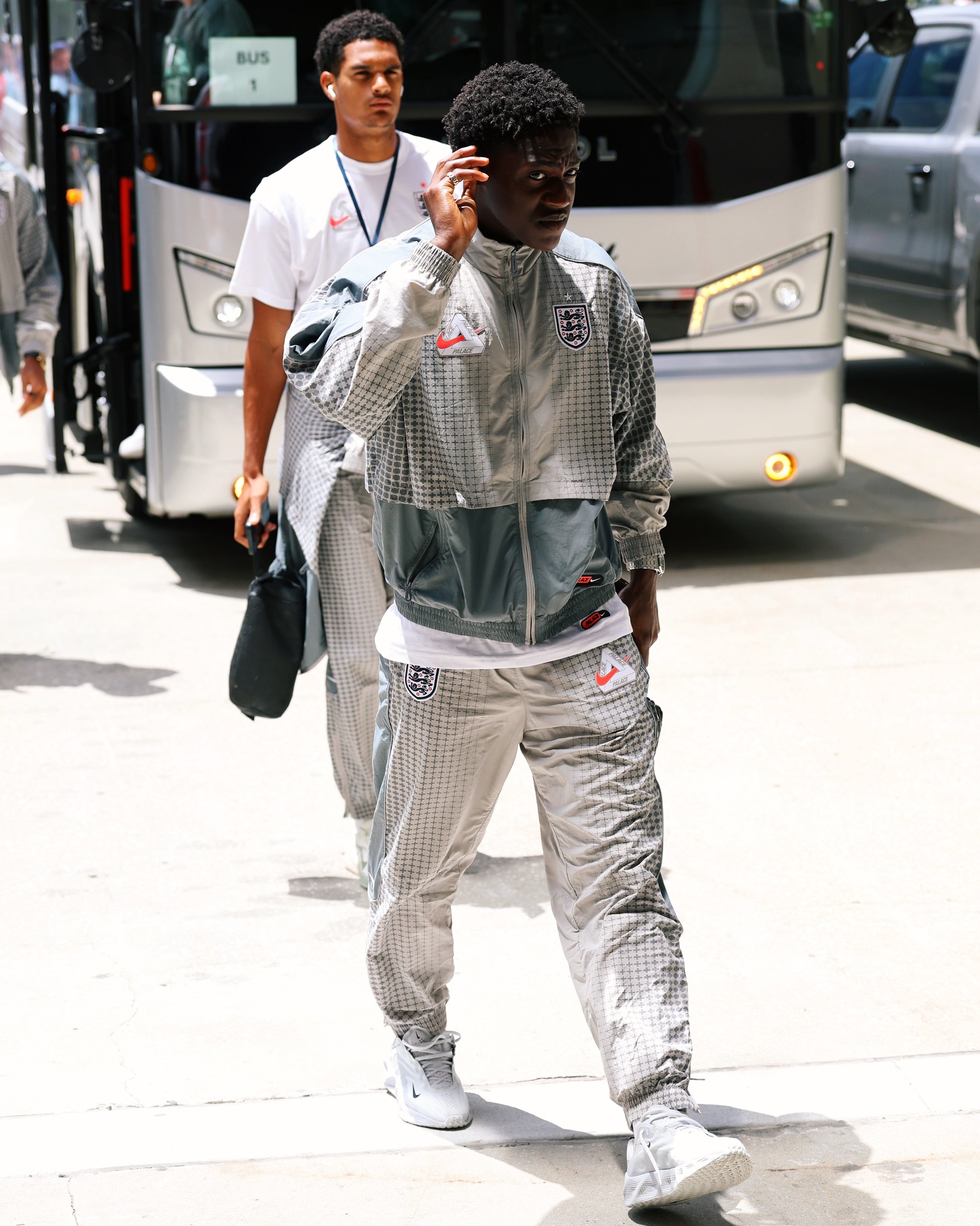 England wearing their new Palace collection ahead of the World Cup 🩶
