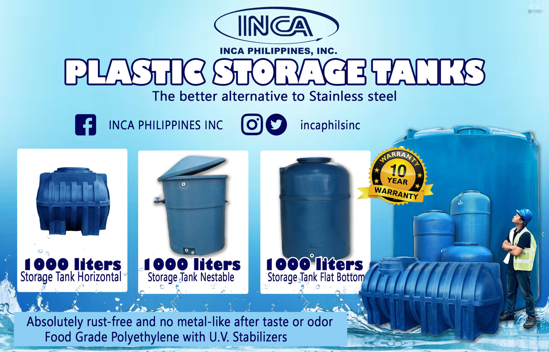 INCA PHILIPPINES INC. - INCA WATER TANKS - Polyethylene material - Rust ...
