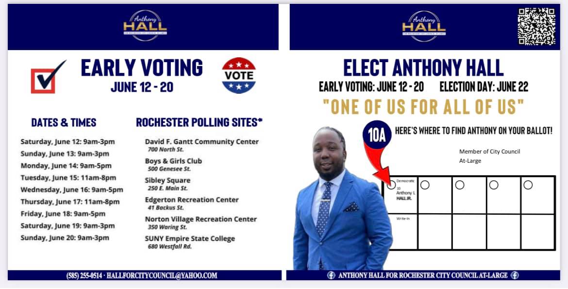 Anthony HALL for Rochester City Council At-Large | Rochester NY