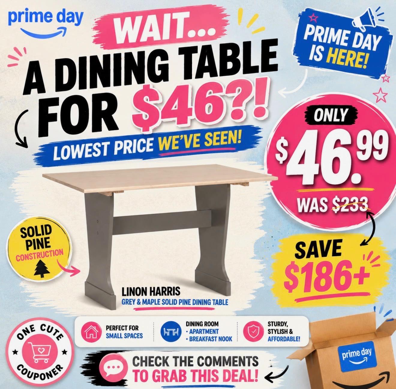 ダイニングテーブル one table, message before buying!!!! OMG! Dining table for ONLY $46.99?! WAS $233?!🤯 COMMENT TABLE and