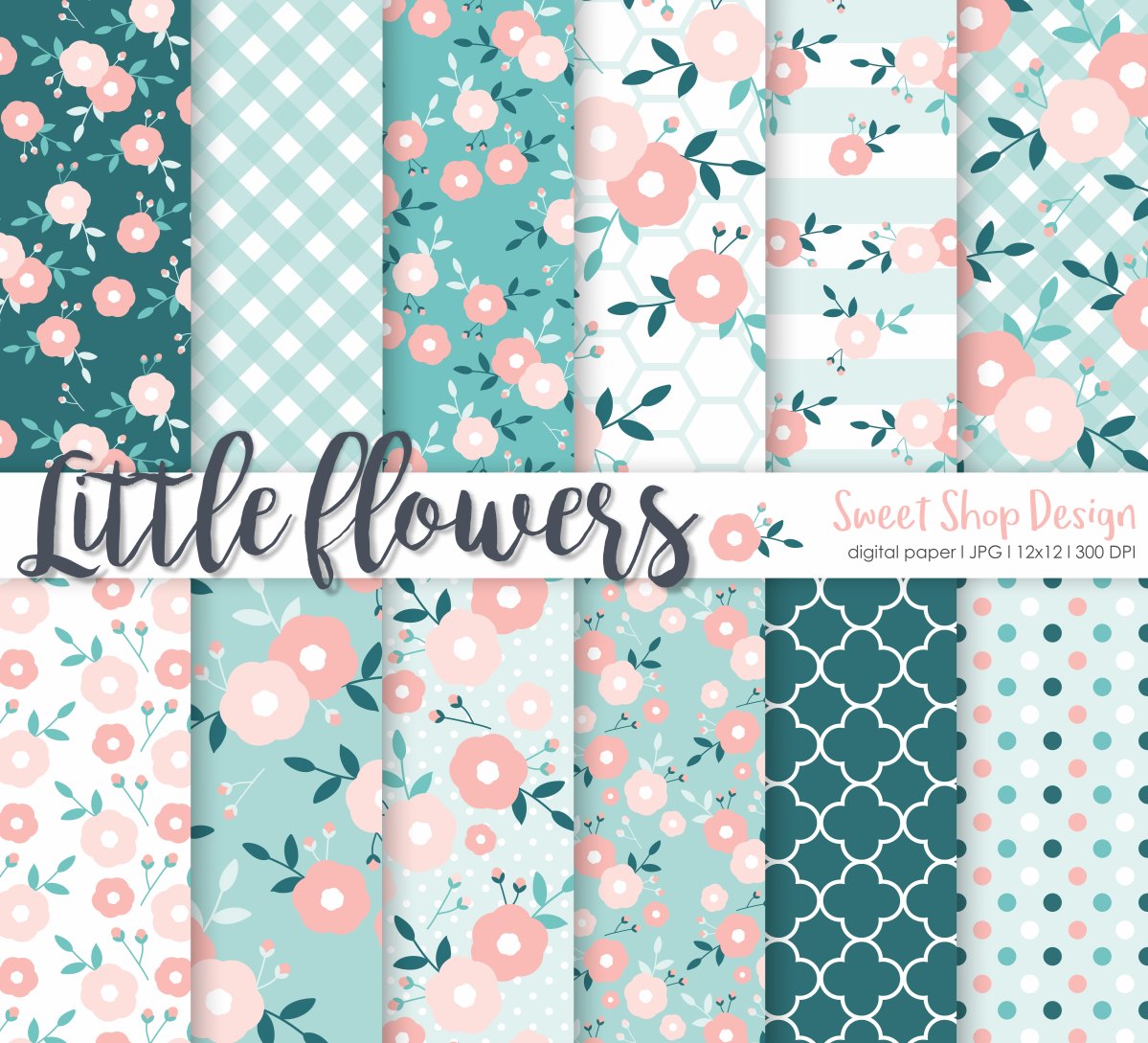 NEW Digital Paper Set! Floral Digital... - Sweet Shop Design