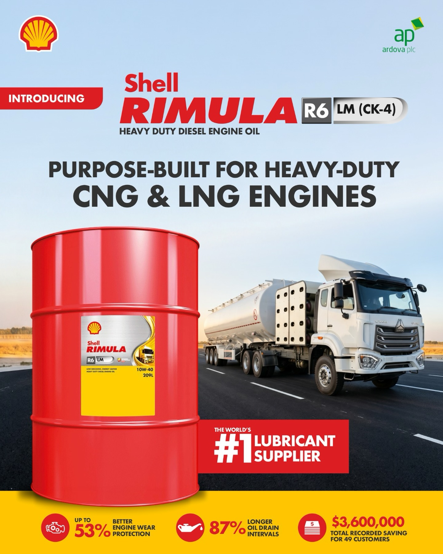 Power. Protection. Performance. Introducing Shell Rimula R6 LM 10W
