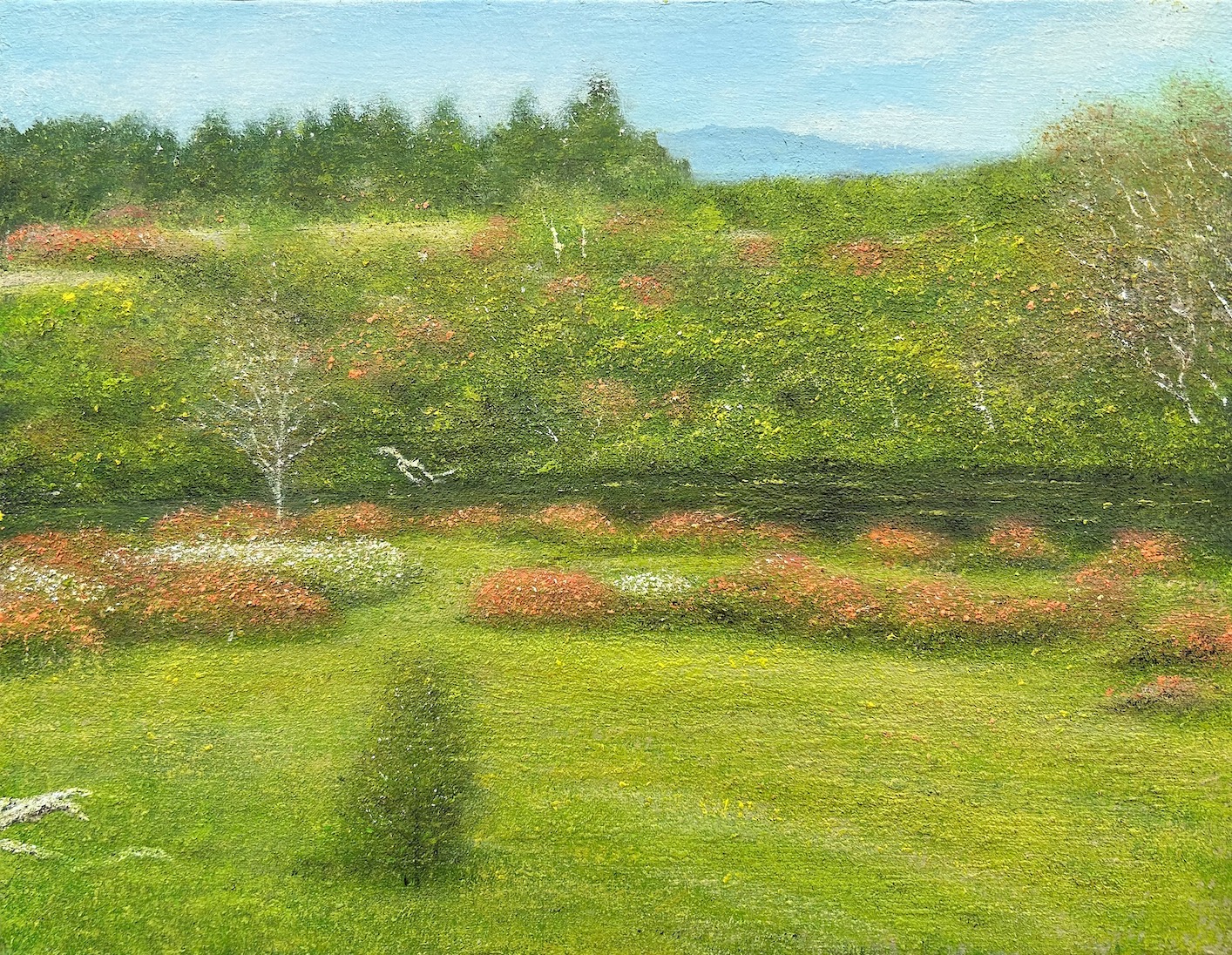 森壽男の絵画 - 秋木立 F3 油彩 森の木立から高原へ。 | Facebook