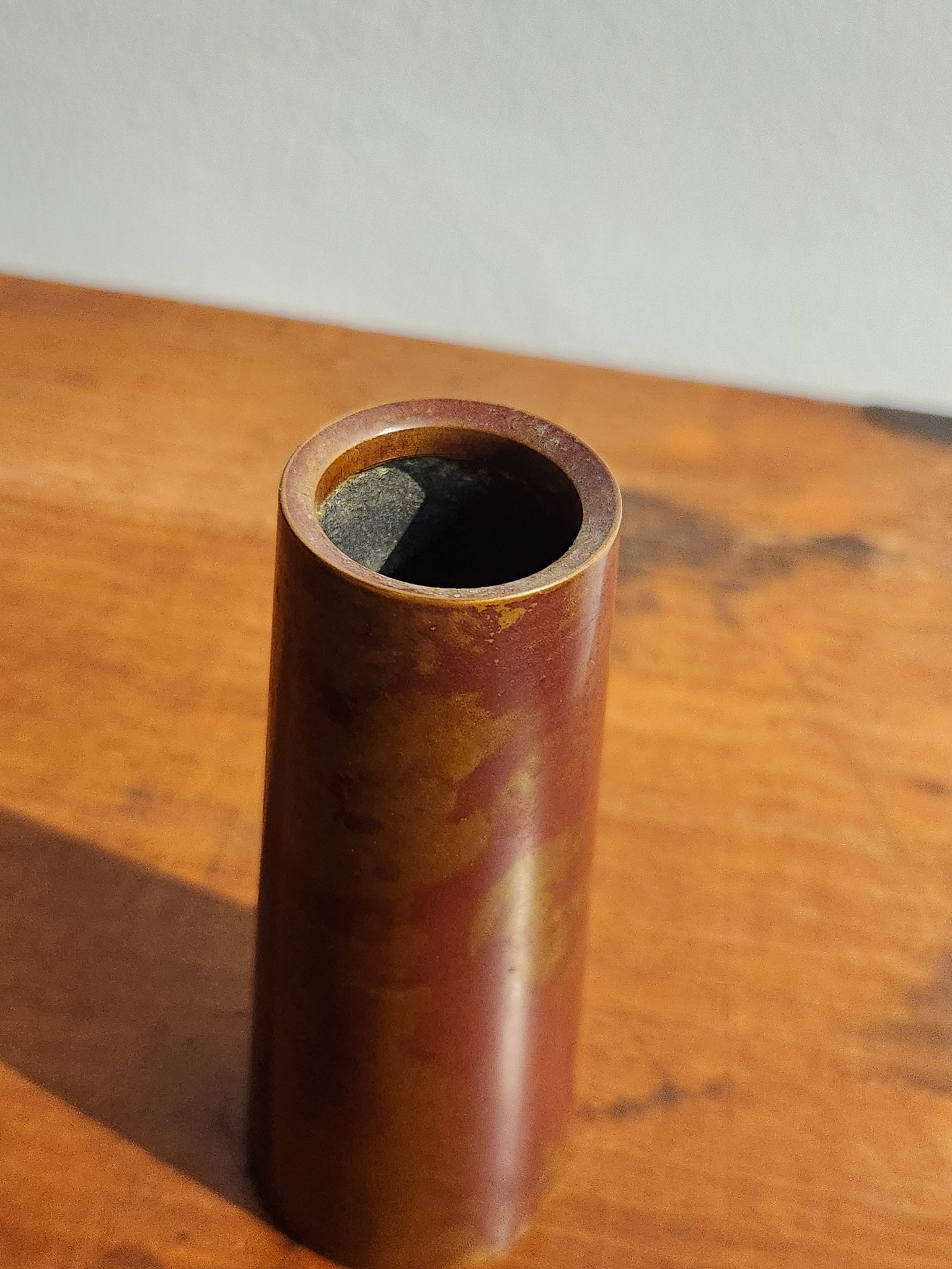 日本天明铸物师栗崎二夫作斑铜花入RM360