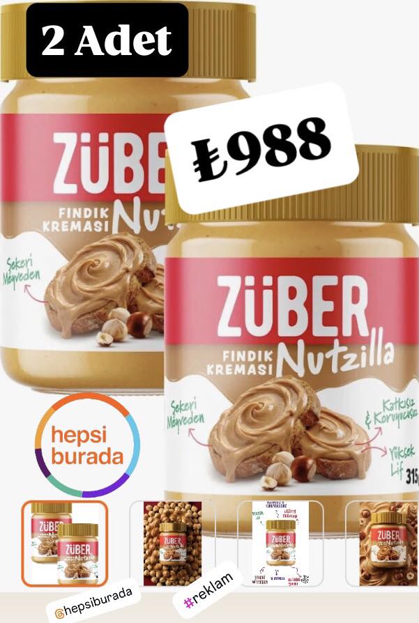 Züber nutzilla fındık kreması 2 adet 22-30 Nisan 2026 HEPSİBURADA