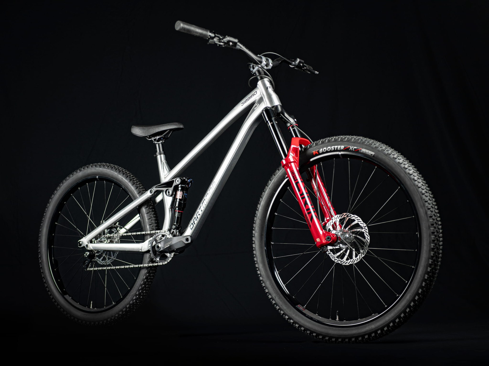 Dartmoor Bikes' Jibbbird: Black or Brushed Silver with Red Fork