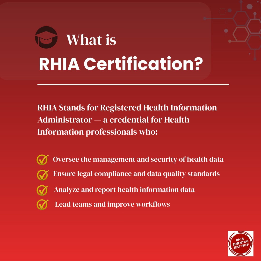 🎓️ What is RHIA... - RHIA Essential Test Prep Course | Facebook
