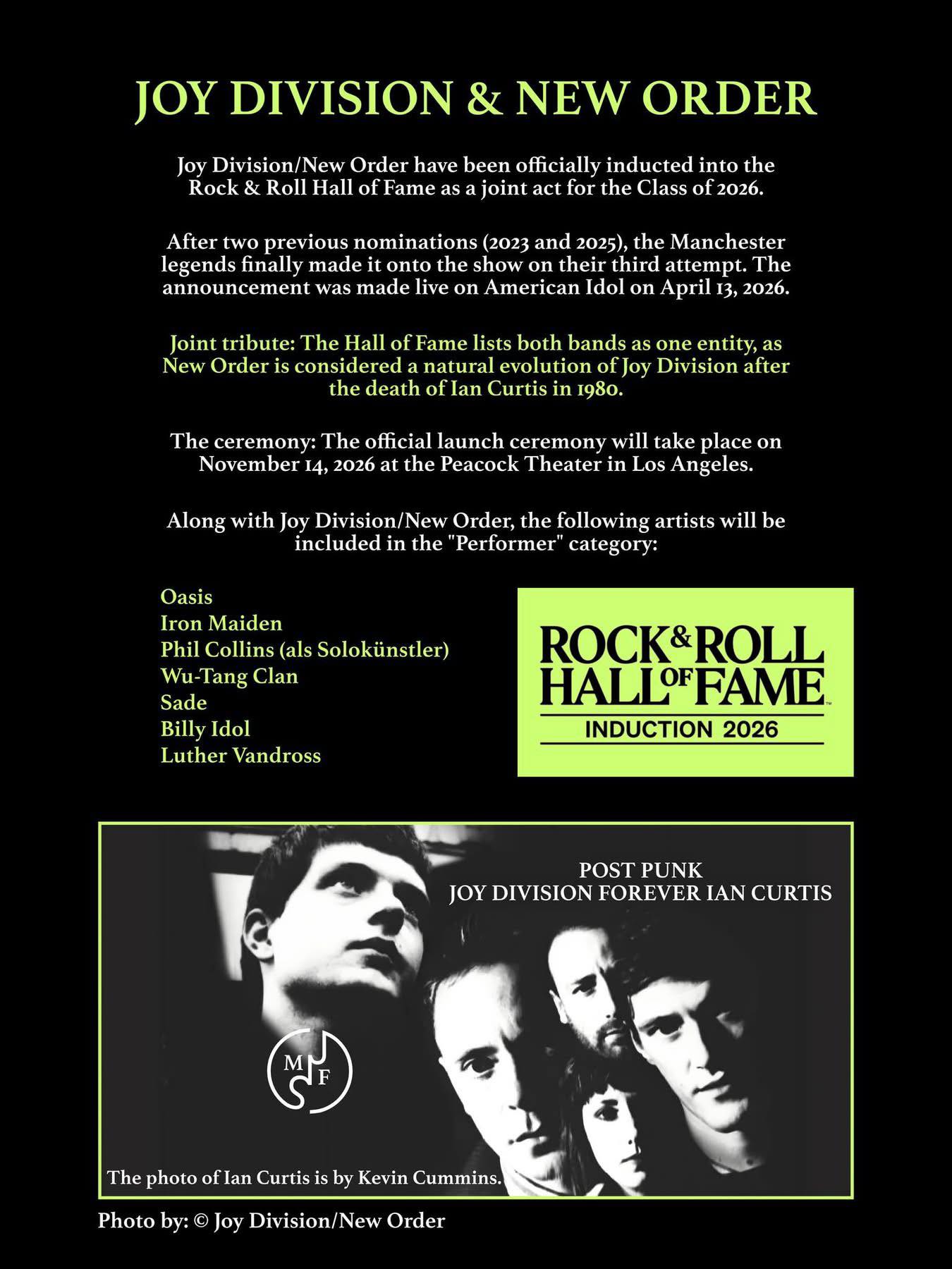 Joy Division and New Order inducted into Rock & Roll Hall of Fame