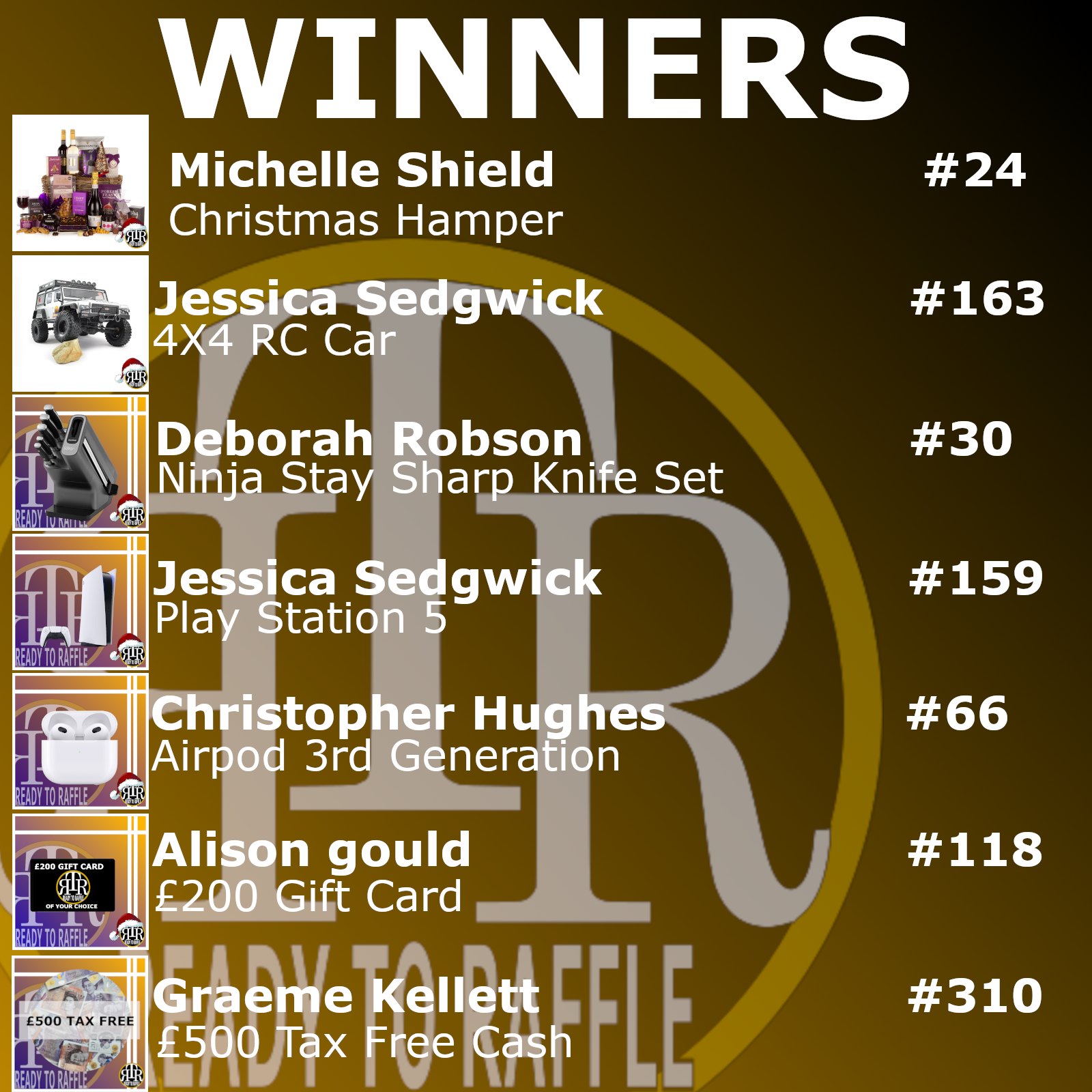 Here are the winners from... - Ready To Raffle Competitions | Facebook