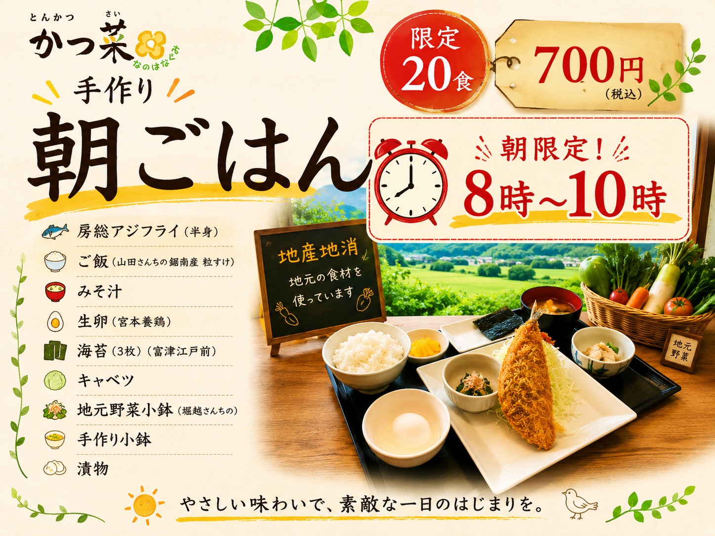 手作り朝ごはんはいかがですか】 日頃よりご愛顧いただき、ありがとう 