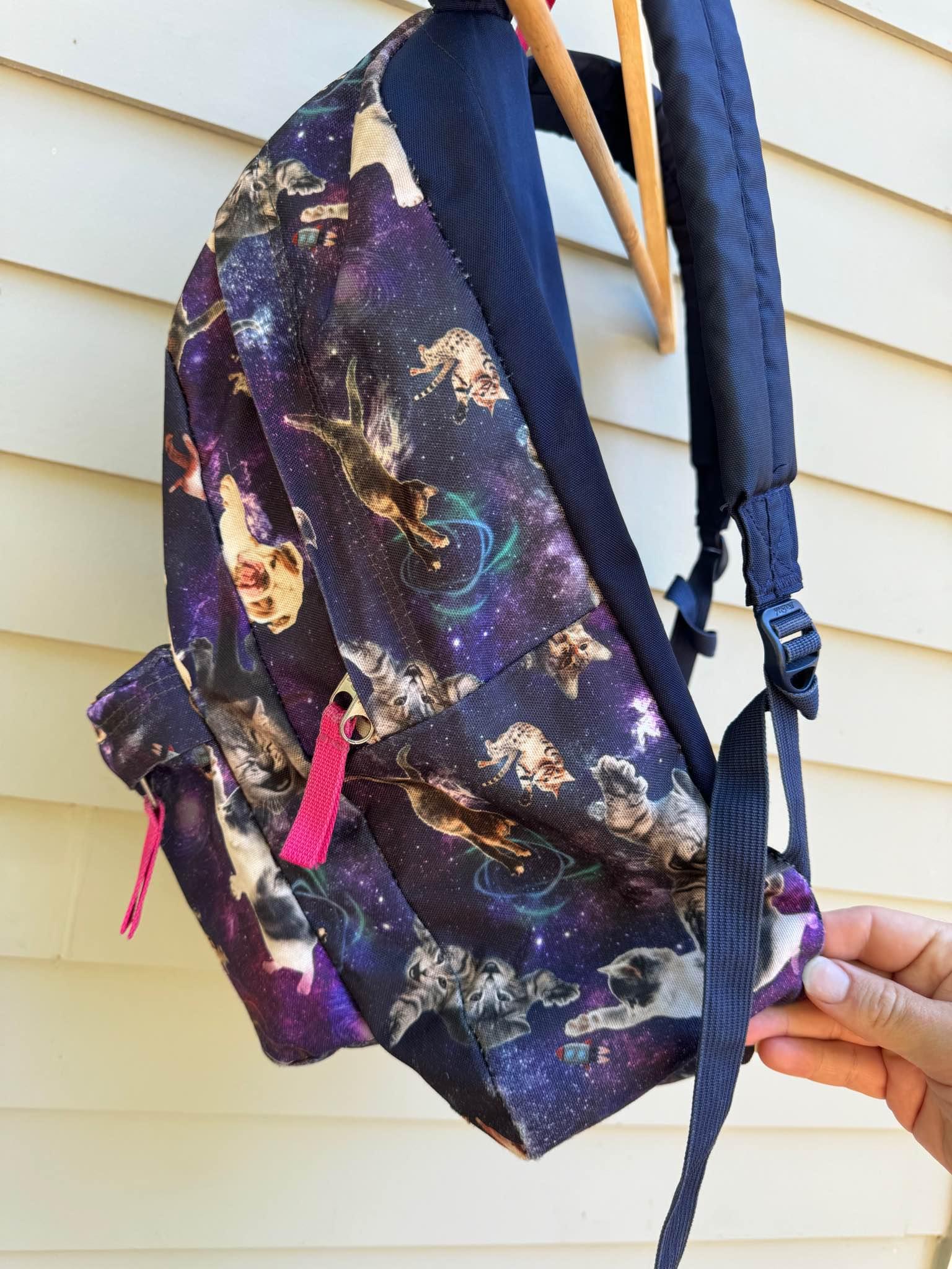 jansport astro kitty backpack Small Seattle Pack - Amethyst Angst front utility pocket with organizer Jansport Astro Cat Backpack JanSport
