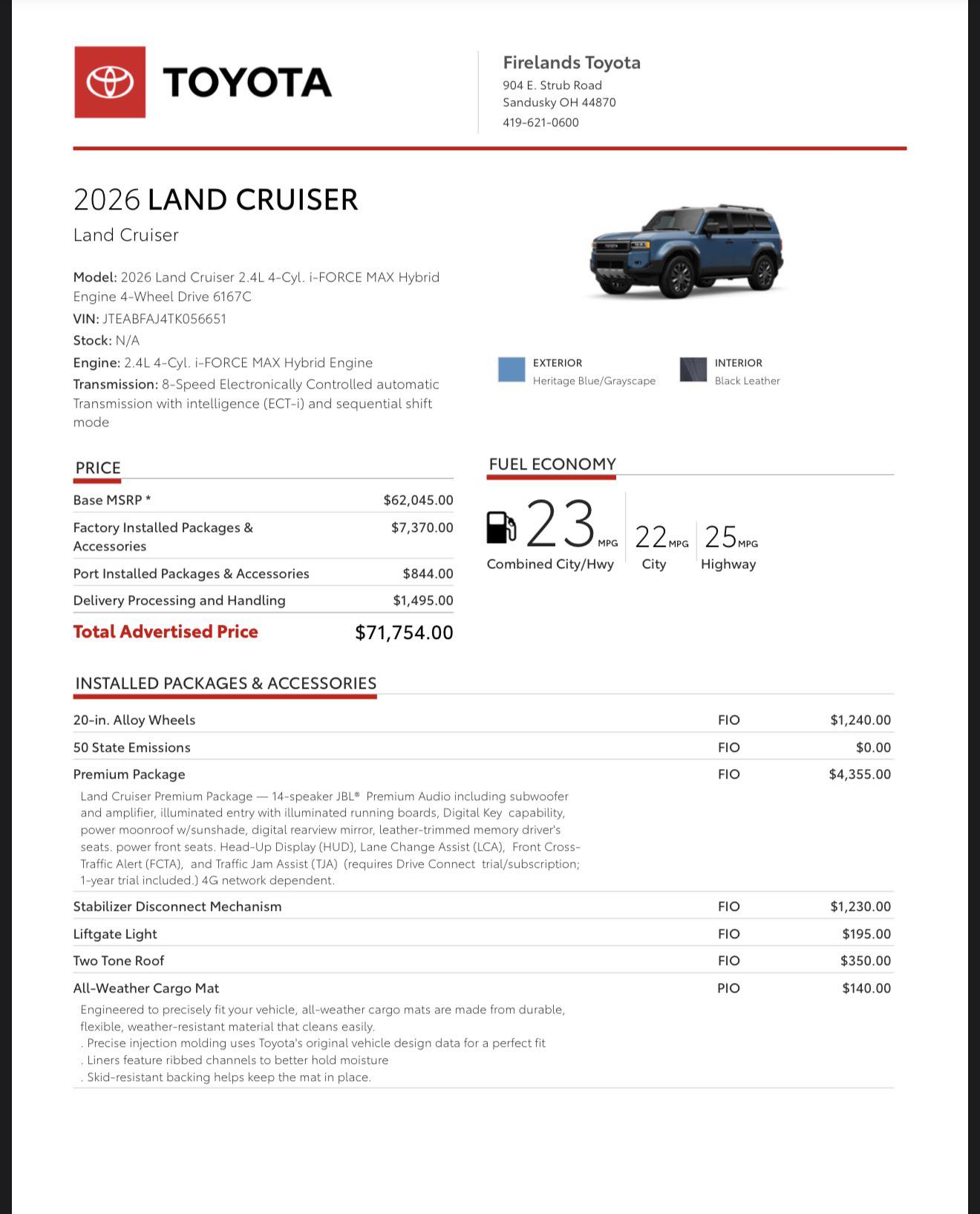 Experience the 2027 Toyota Land Cruiser in striking Blue