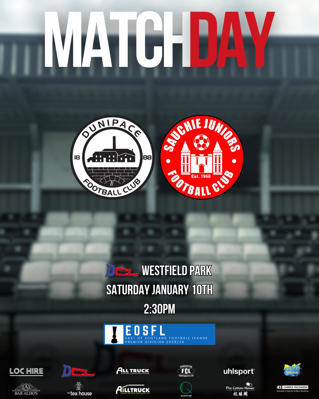 Dunipace - 🔥 NEXT MATCH We're back at DCL Westfield Park on Saturday as ...