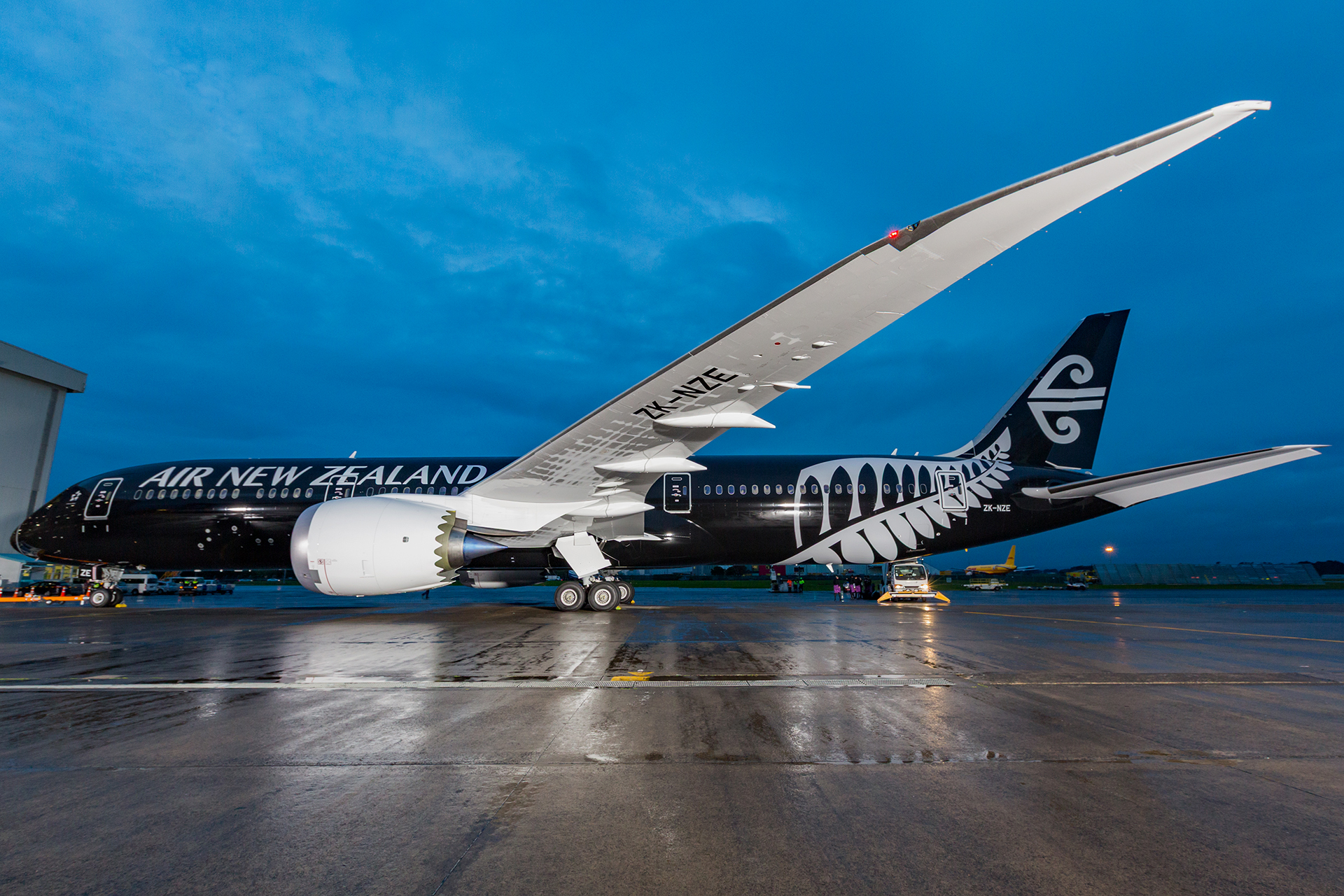 s Inside and Out: Air New Zealand's ZK-NZE, painted in black, was