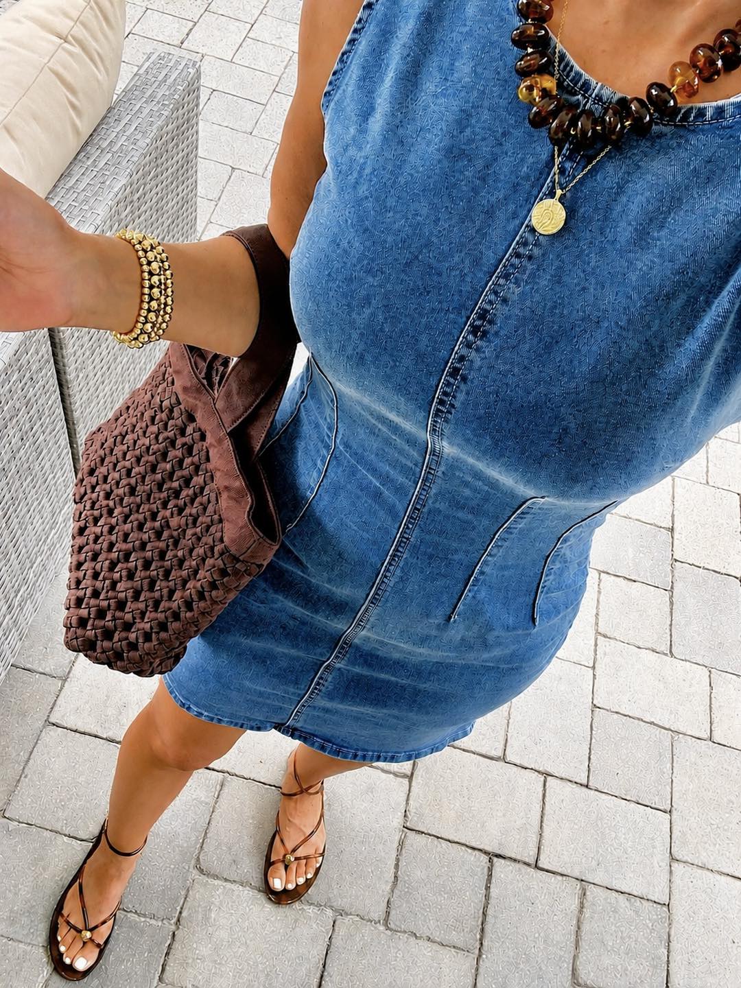 trina turk denim dress Edina Jacquard 26S The pullover style makes Jessica London Soft Denim Colour:BLUE RINSE