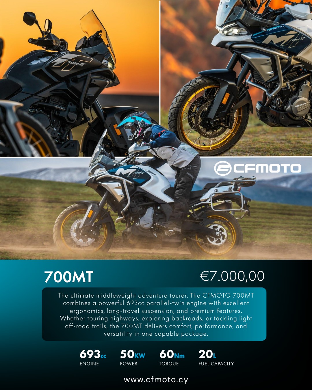 CFMOTO 700MT adventure tourer with 693cc parallel-twin engine
