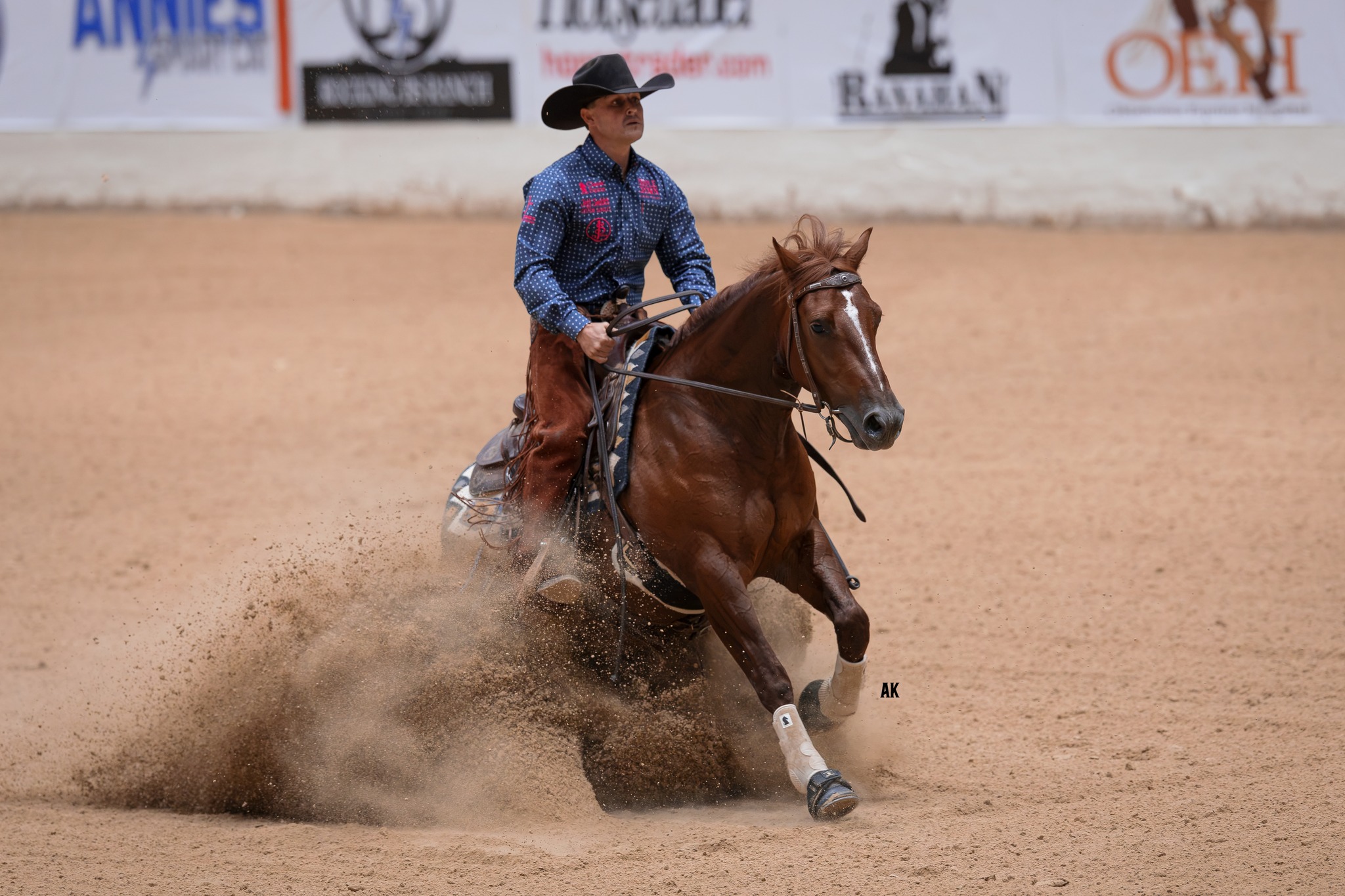 レオマクドウェル　LEO McDOWELL　リトグラフ　Horse＆Rider Scooter Dee Lux and Jared Jones score 218 rein work at NSHA show