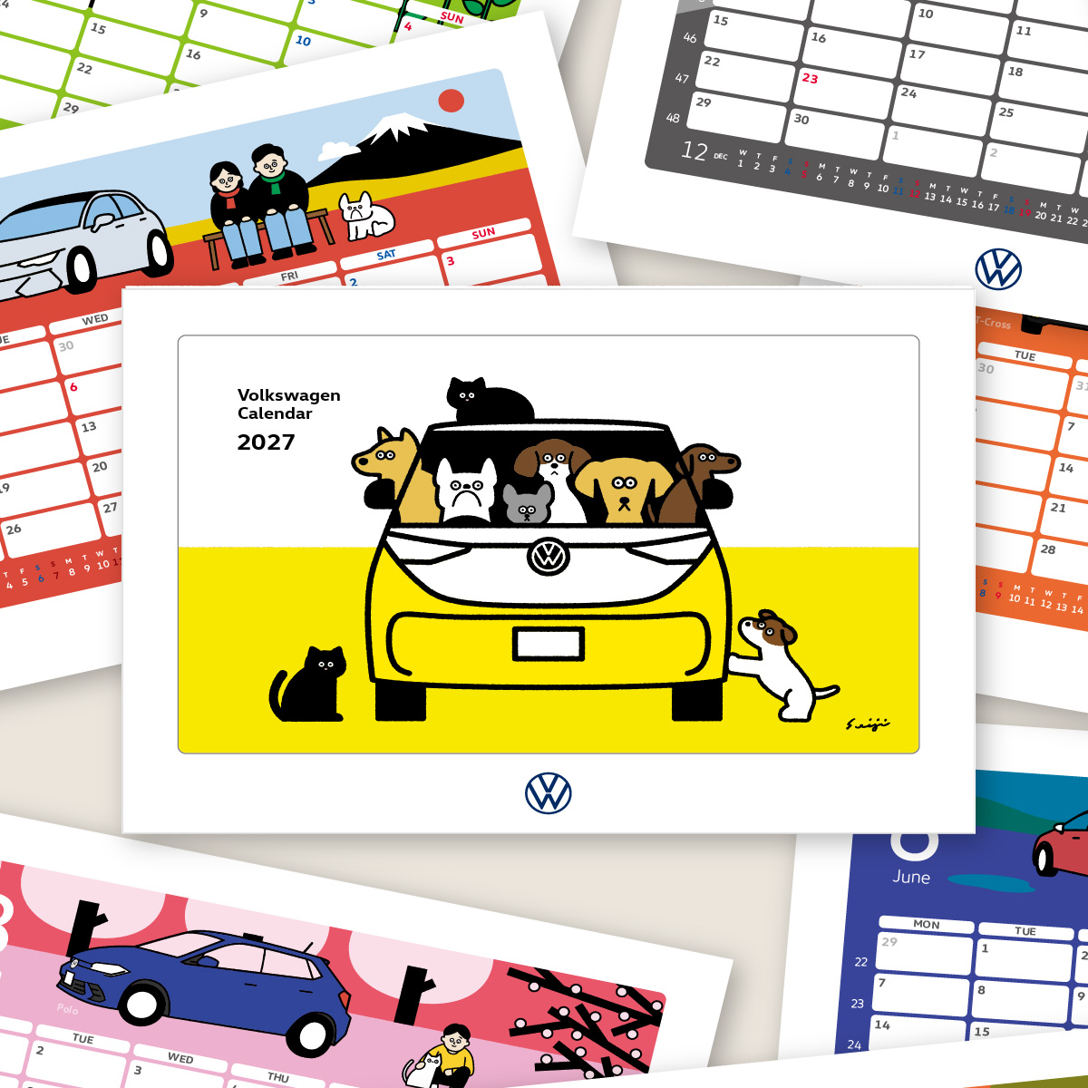 人気イラストレーター・松本セイジが描き下ろし!​ ＼Volkswagen卓上