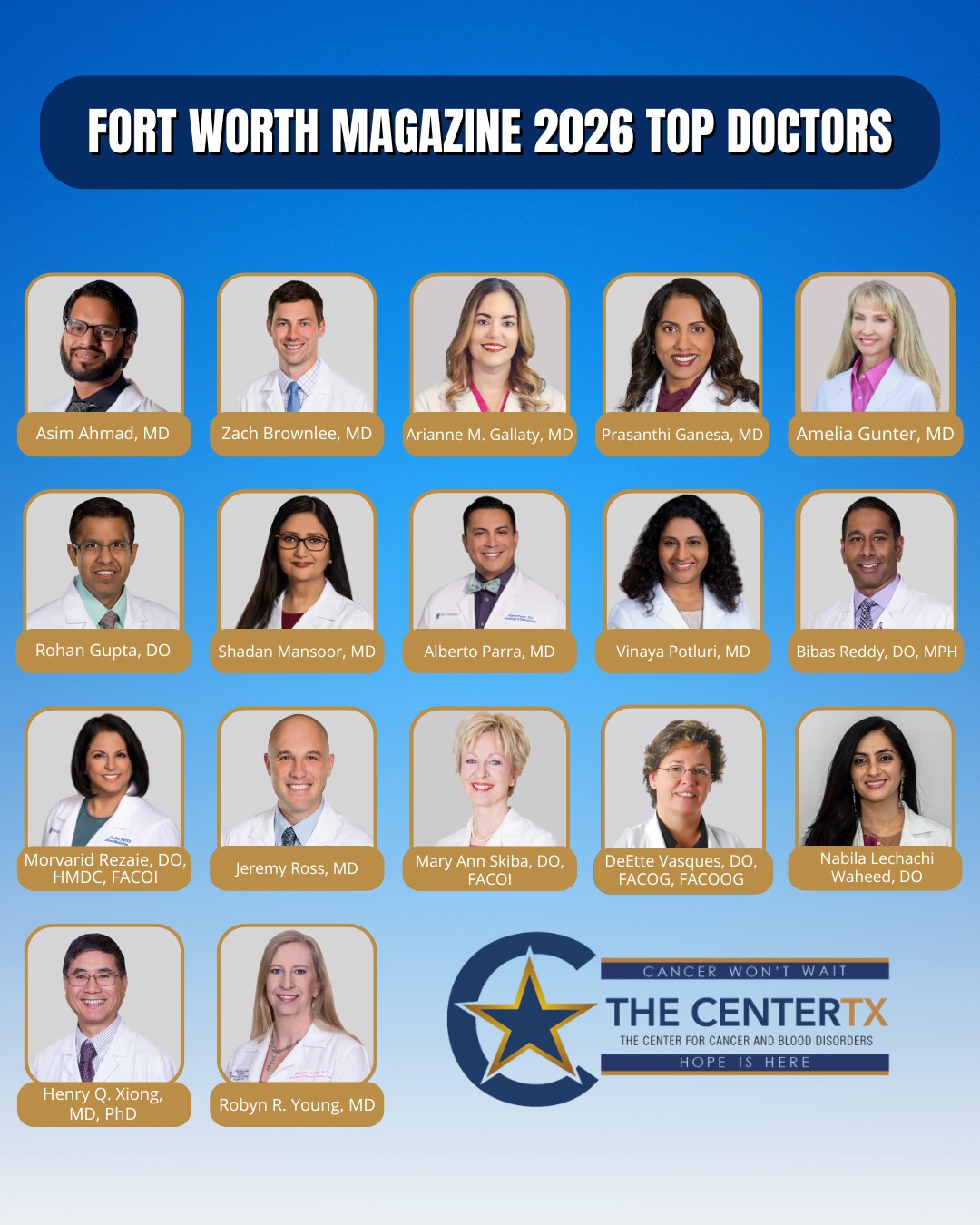 Congratulations to all our physicians that made it onto Fort Worth Magazine's 2026 Top Doctors! 🌟 We are so proud of our incredible team 👏 #thecentertx #topdocs