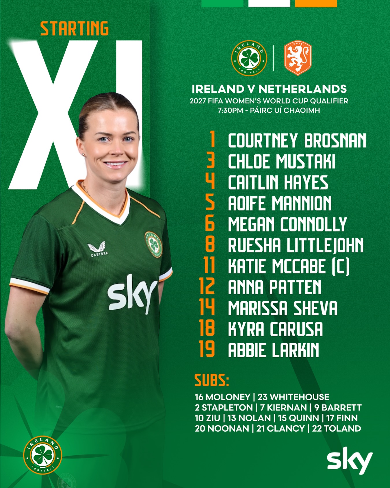 FAIreland - STARTING XI | Ireland v Netherlands A big one this