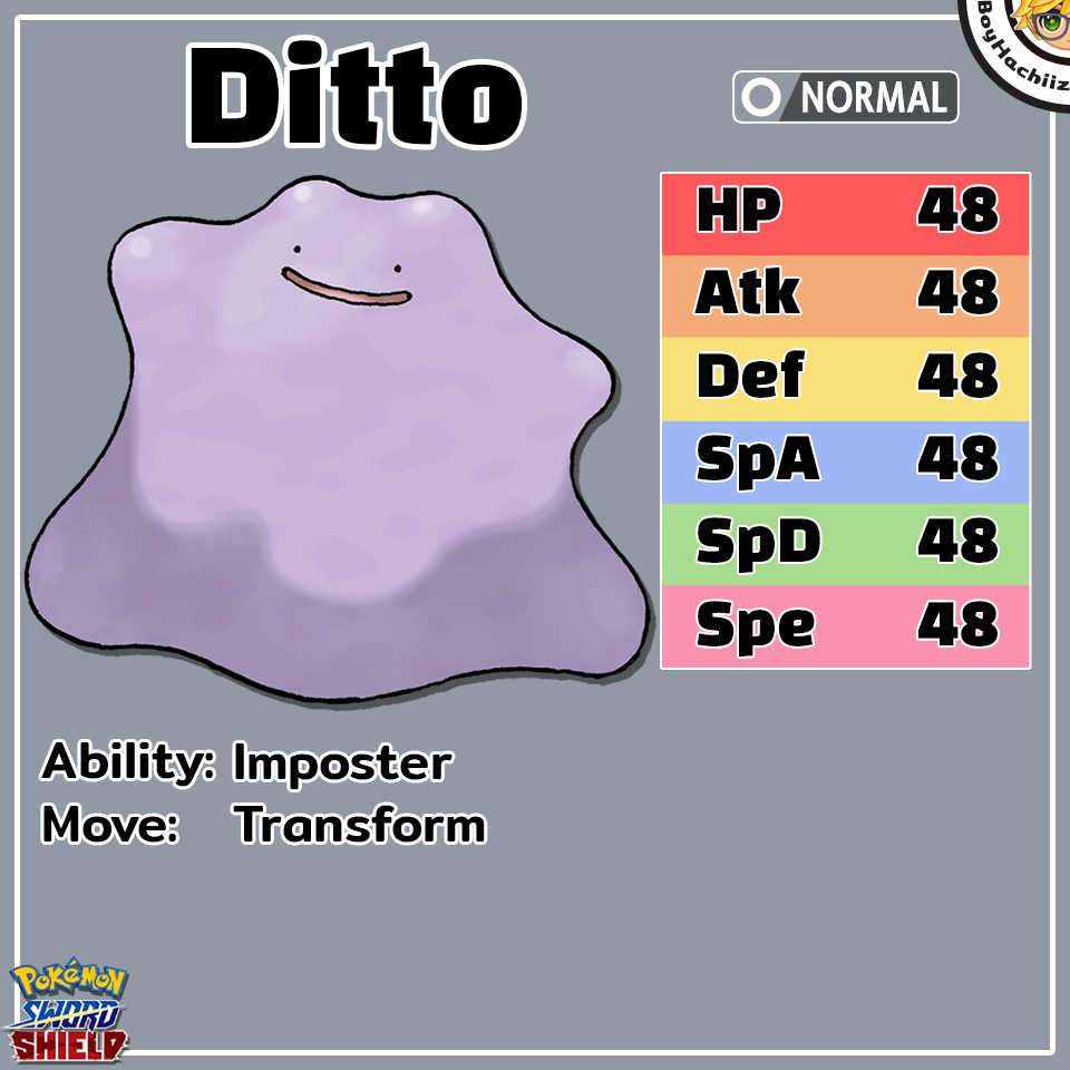 BoyHachiiz - [Pokemon SwSh Battle Profile] Ditto (เมตามอน) ประเภท: ปกติ ...
