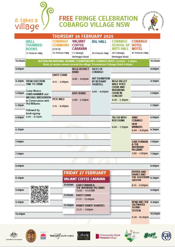 Cobargo - The program for the 2026 Cobargo Folk Festival Fringe ...
