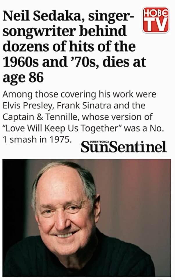 Hollywood - Hey FELDMAN! Neil Sedaka, the hit-making singer-songwriter ...