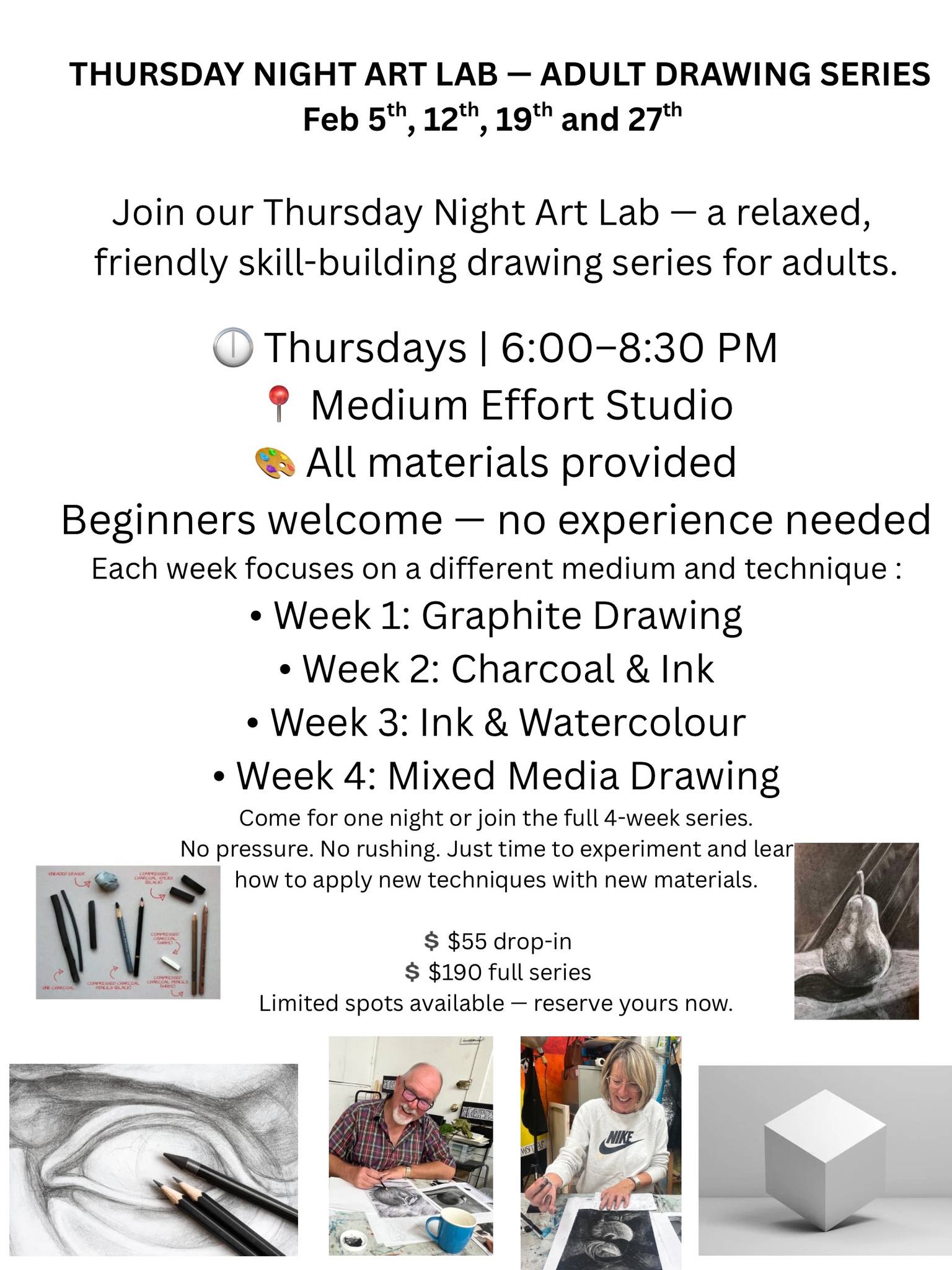 Thursday Night Art Lab-adult drawing series