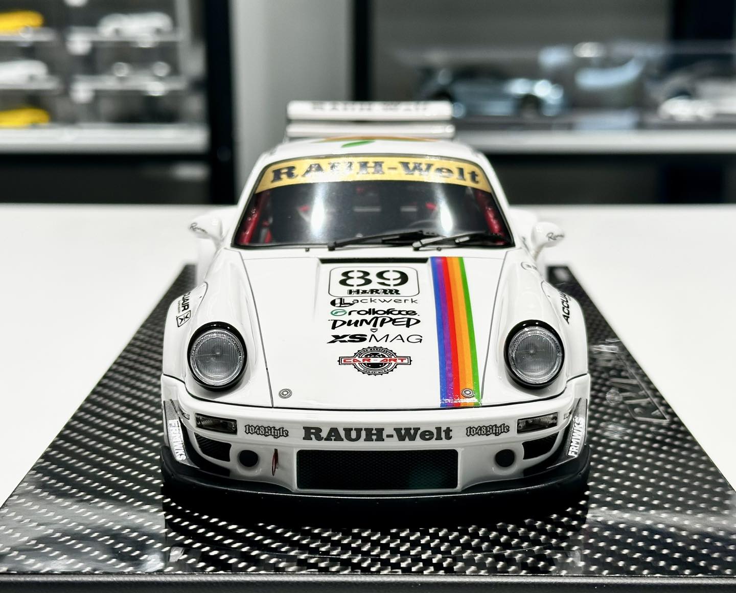 New Arrival TGM 1/18th Porsche RWB 964 White in Apple Livery 