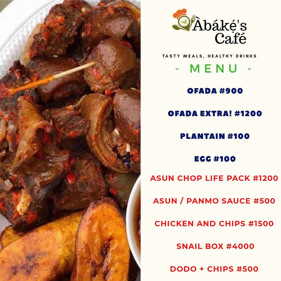 Àbákẹ́'s Café - Updated Price List of our Food Menu! Good...