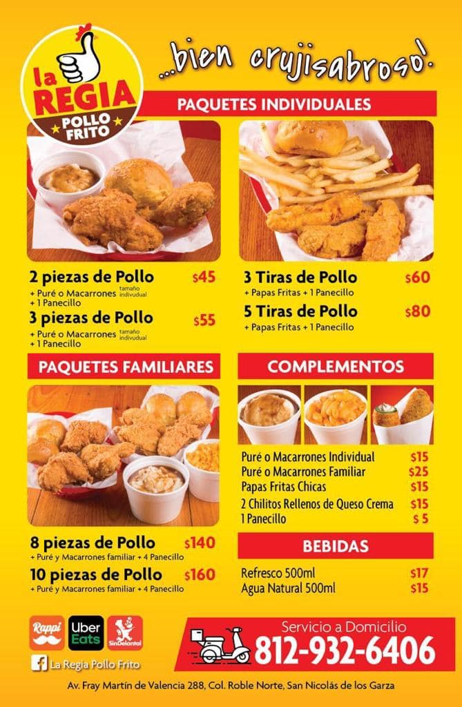Conoce nuestro menú🍗 🚗 Contamos con... - La Regia Pollo Frito | Facebook