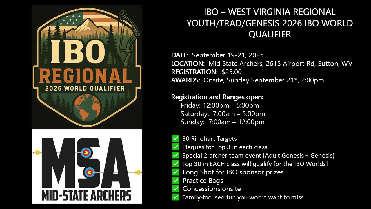 IBO - REGIONAL IBO 2026 WORLD QUALIFIER - WEST VIRGINIA With the 2025 ...