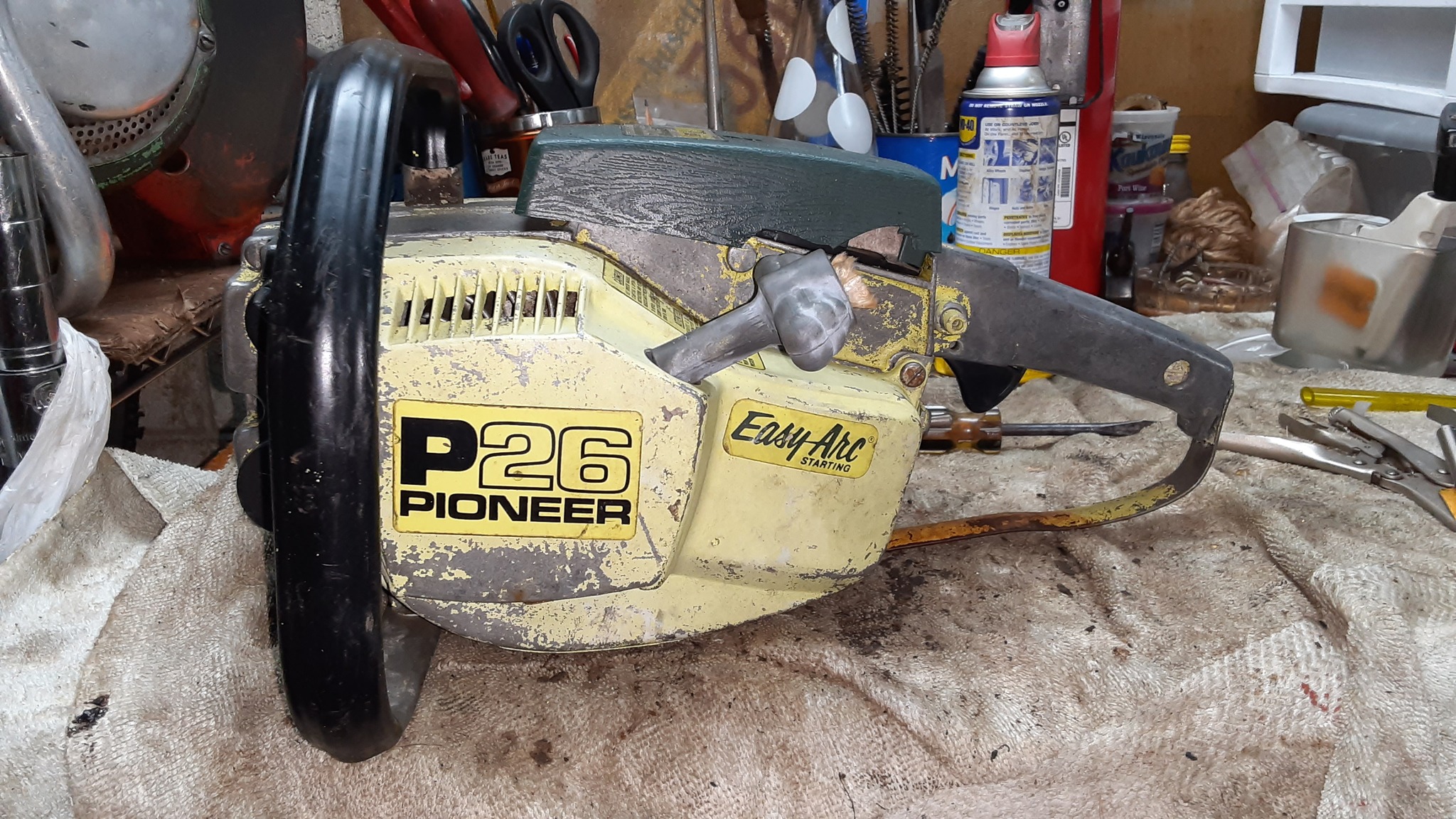Pioneer chainsaw found in garage, missing pull rope