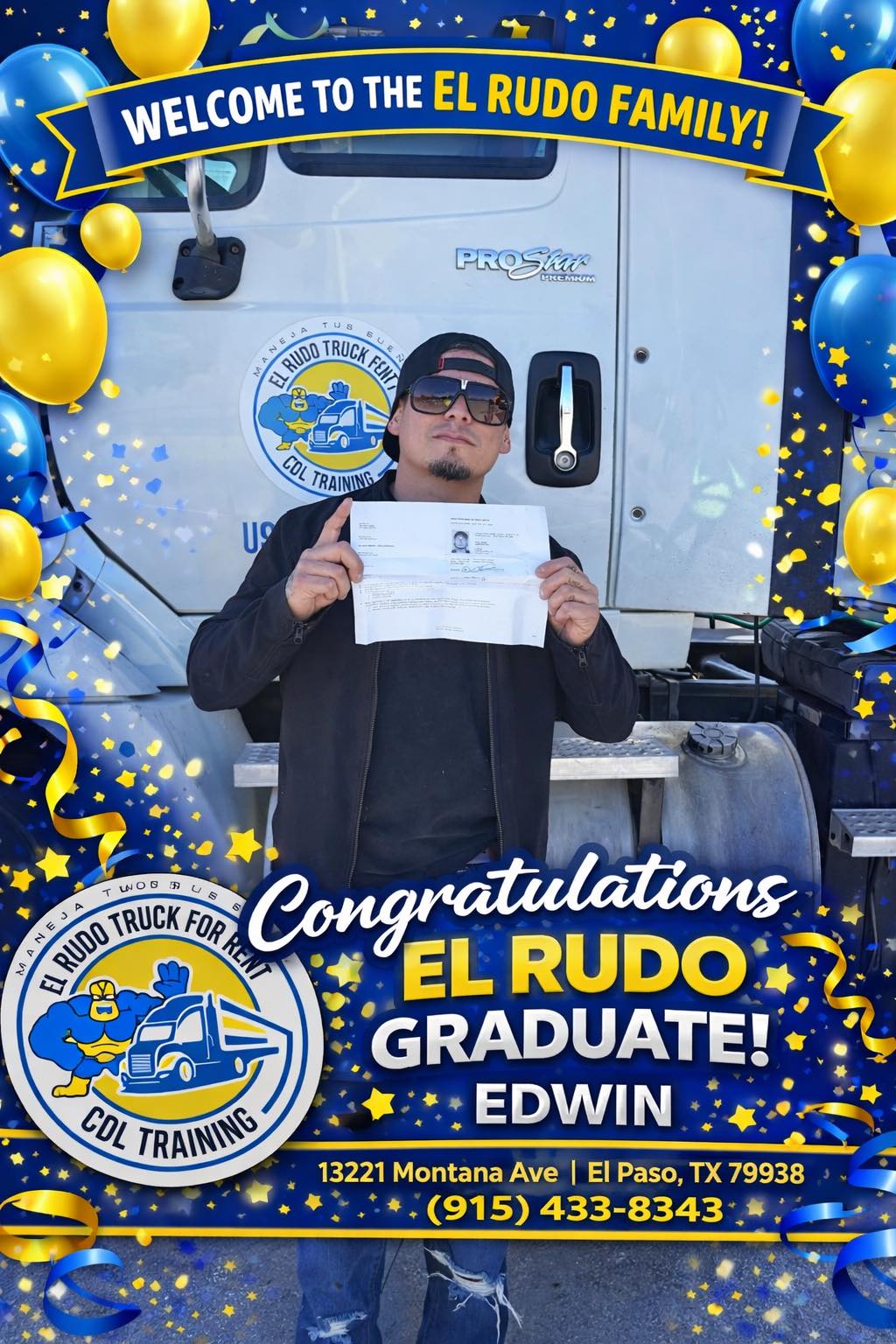 El - 🎉🚛 CONGRATULATIONS TO OUR GRADUATE, EDWIN! 🚛🎉 Today we proudly ...