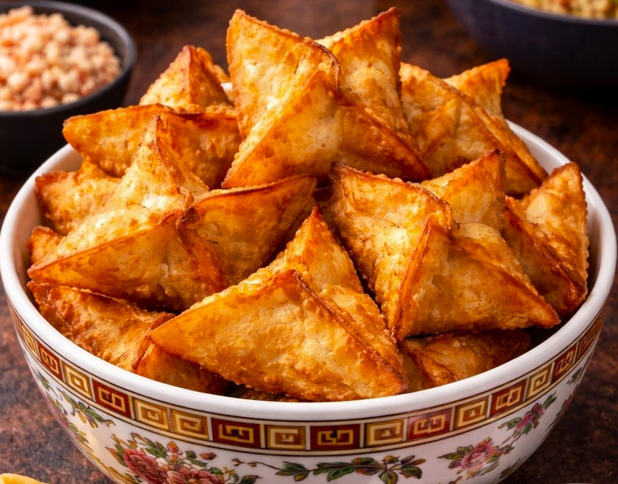 Recipes - 🦀 Homemade Crab Rangoons! Deliciously crispy wontons stuffed