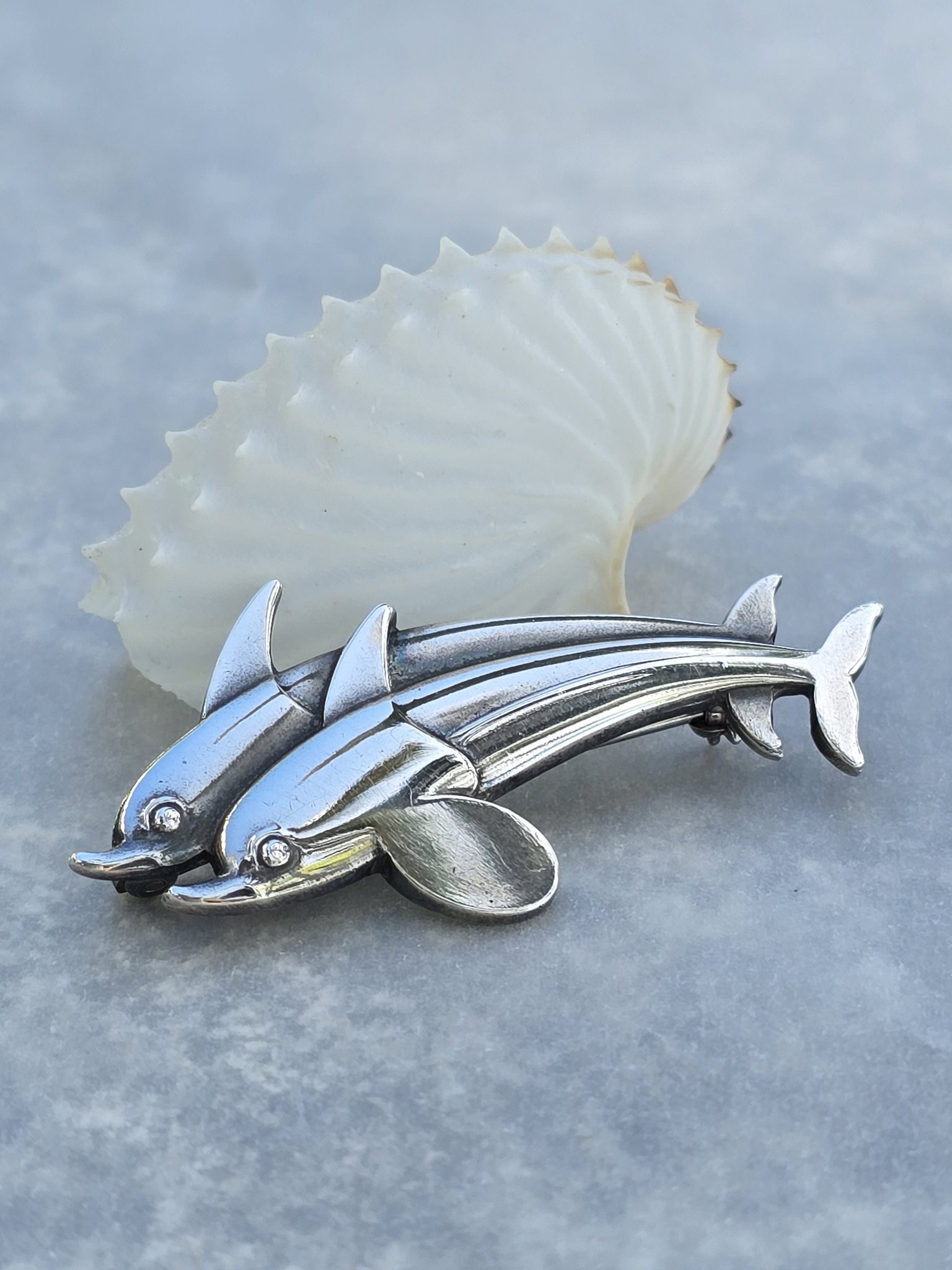 Georg Jensen Hawaii collection sterling silver dolphin brooch
